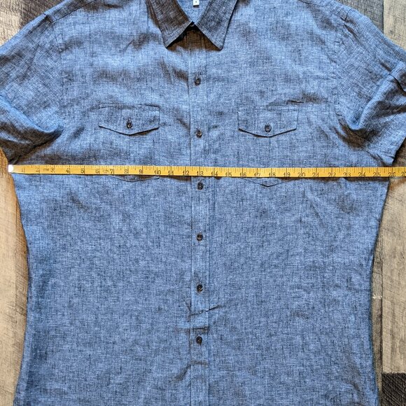 Teddy Stratford Shirt Short Sleeve Gray Linen - Picture 6 of 6